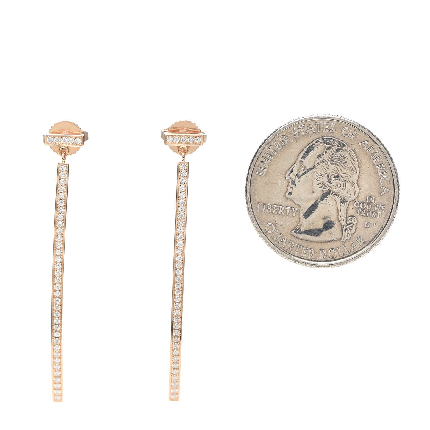18K Rose Gold Diamond T Bar Earrings