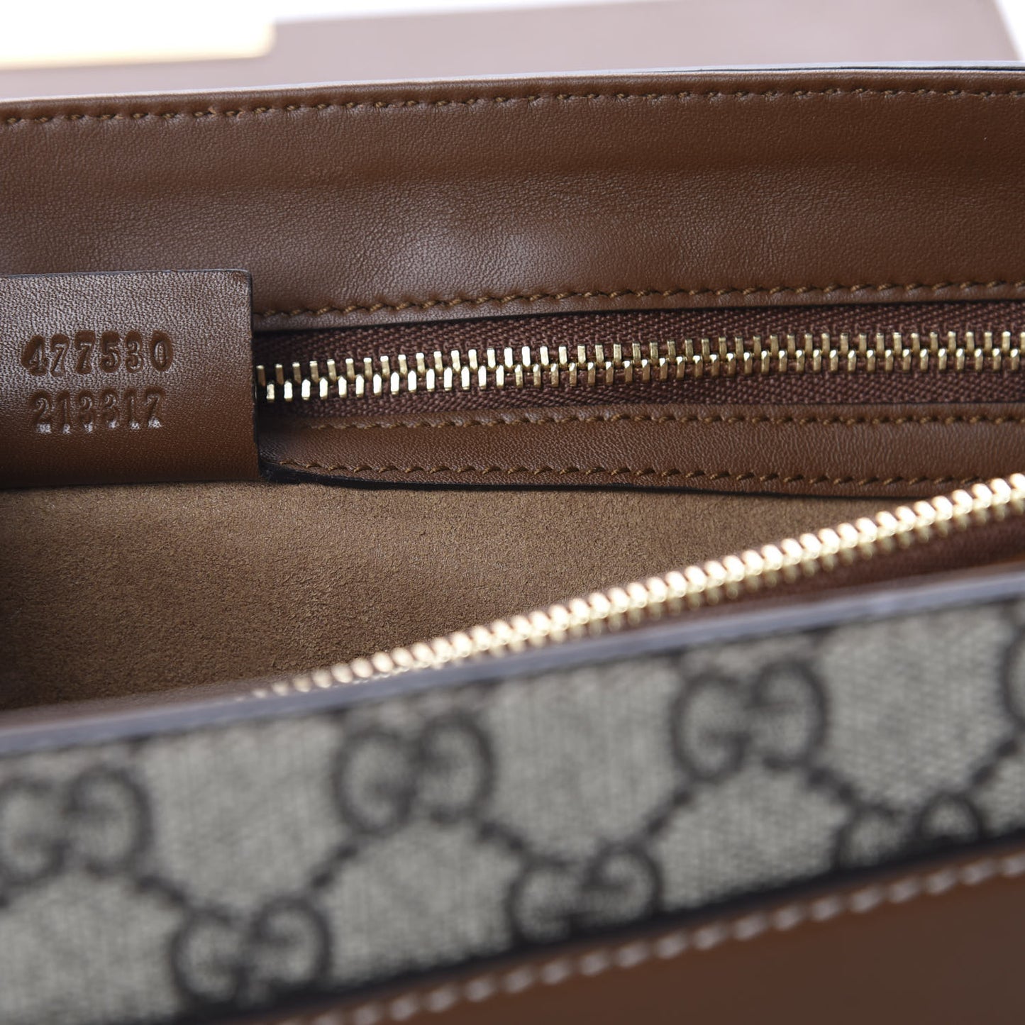 GG Supreme Monogram Calfskin Padlock Slip Pocket Shoulder Bag Beige Cuir