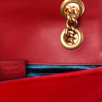 Gucci Velvet Matelasse Mini GG Marmont Shoulder Bag Hibiscus Red 9 of 11