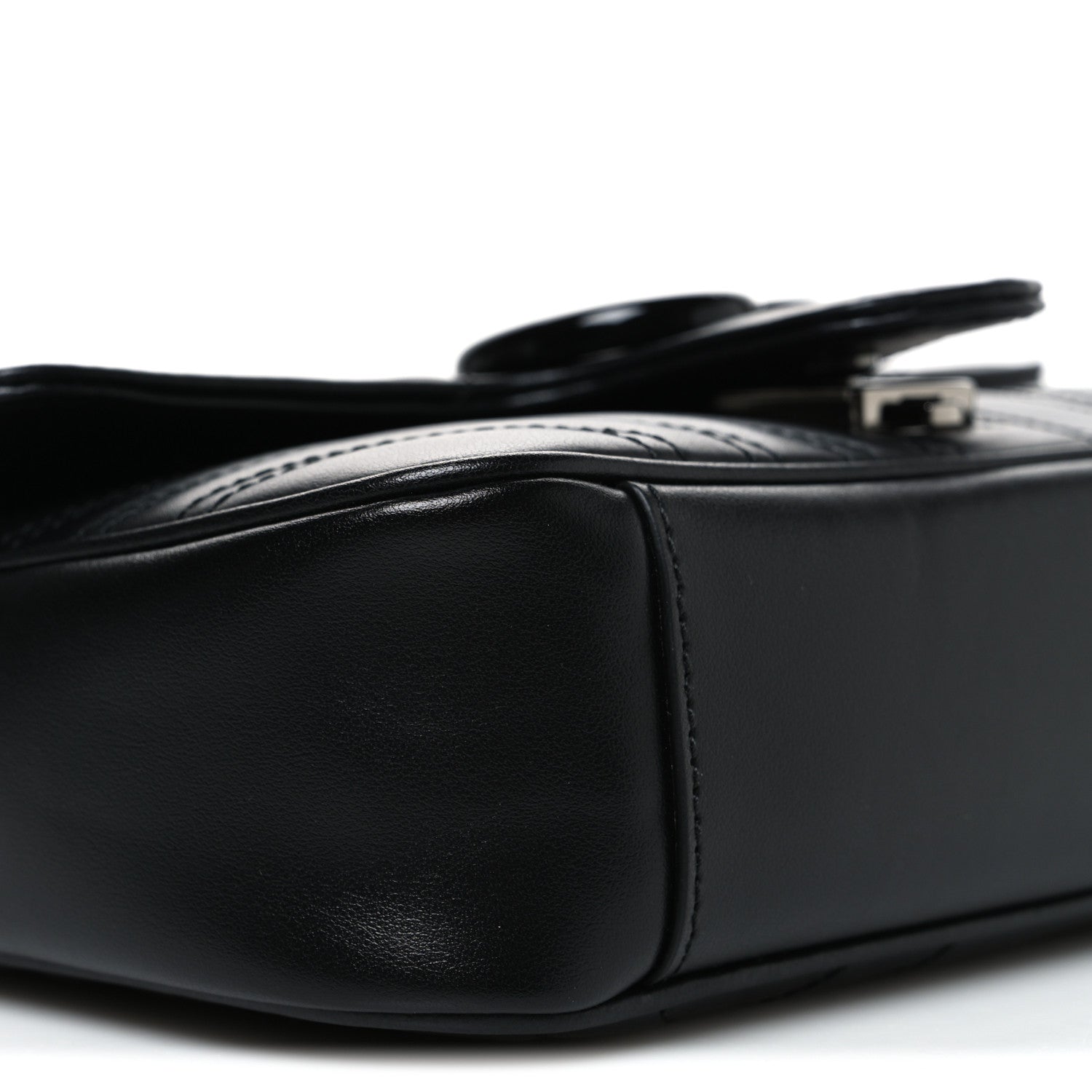 Gucci Calfskin Matelasse Monochrome Mini GG Marmont Shoulder Bag Black 9 of 10