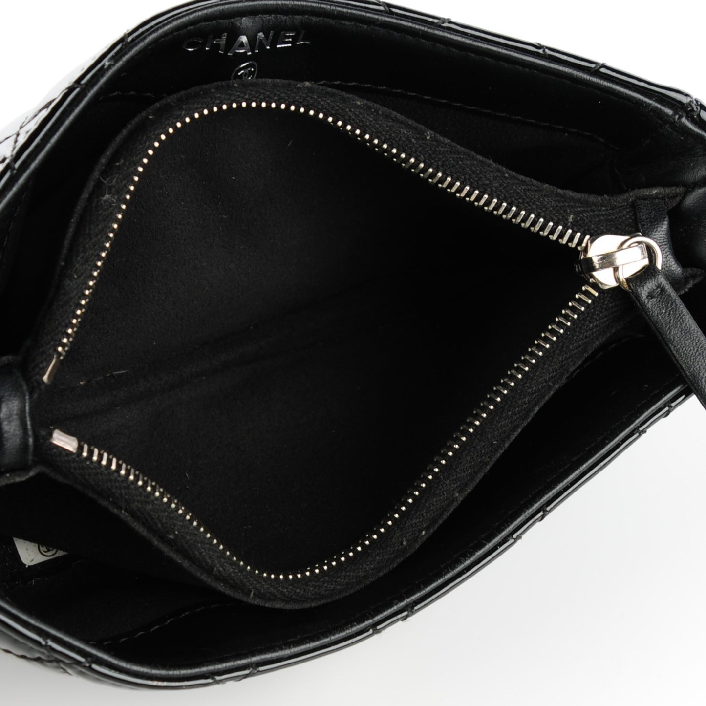 Patent Quilted Mini Phone Holder Clutch Black