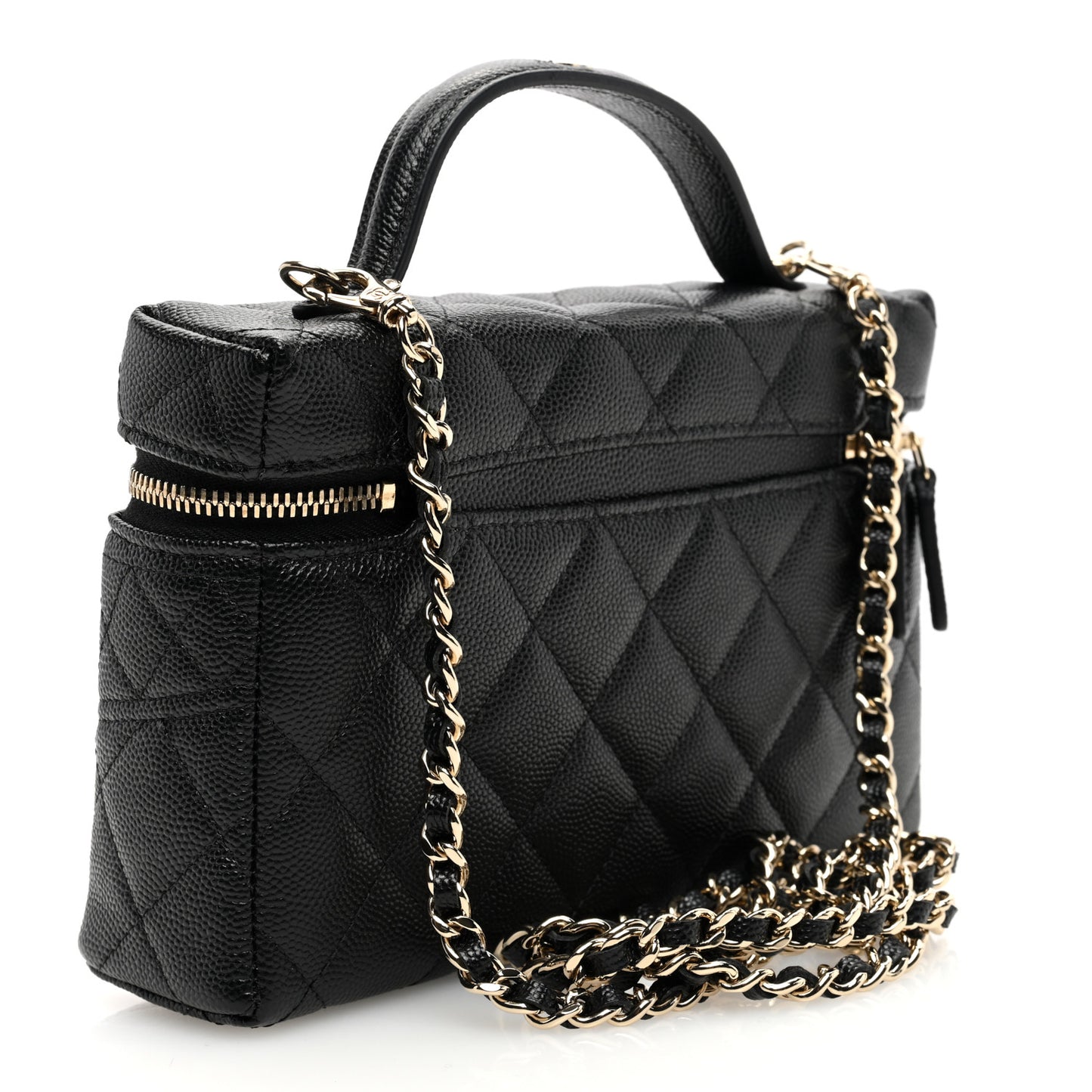 Caviar Quilted Trendy Handle Slim Vanity Black