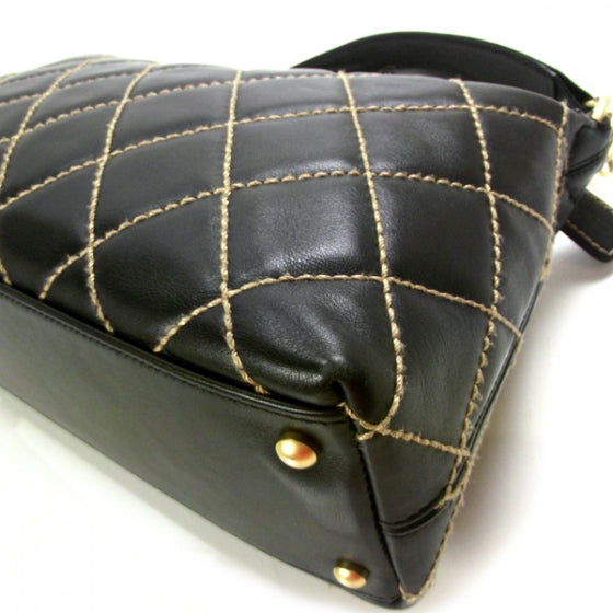 Chanel Leather Diamond Stitch Surpique Bag Black 5 of 12