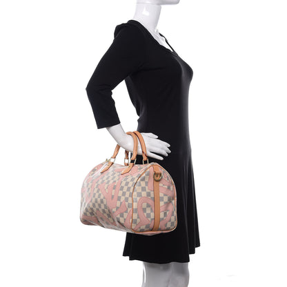 Louis Vuitton Damier Azur Tahitienne Speedy Bandouliere 30 Rose Ballerine 3 of 10