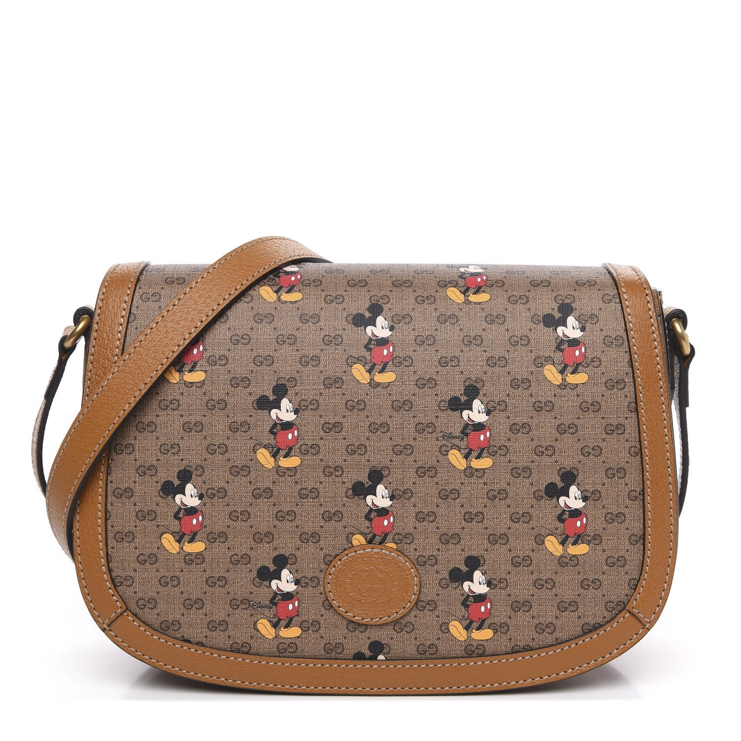 X DISNEY Mini Vintage GG Supreme Monogram Mickey Mouse Small Flap Messenger Bag Beige Vintage Sun Oil