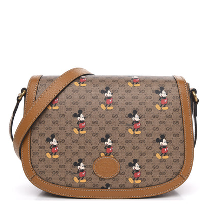 Gucci X DISNEY Mini Vintage GG Supreme Monogram Mickey Mouse Small Flap Messenger Bag Beige Vintage Sun Oil 1 of 11