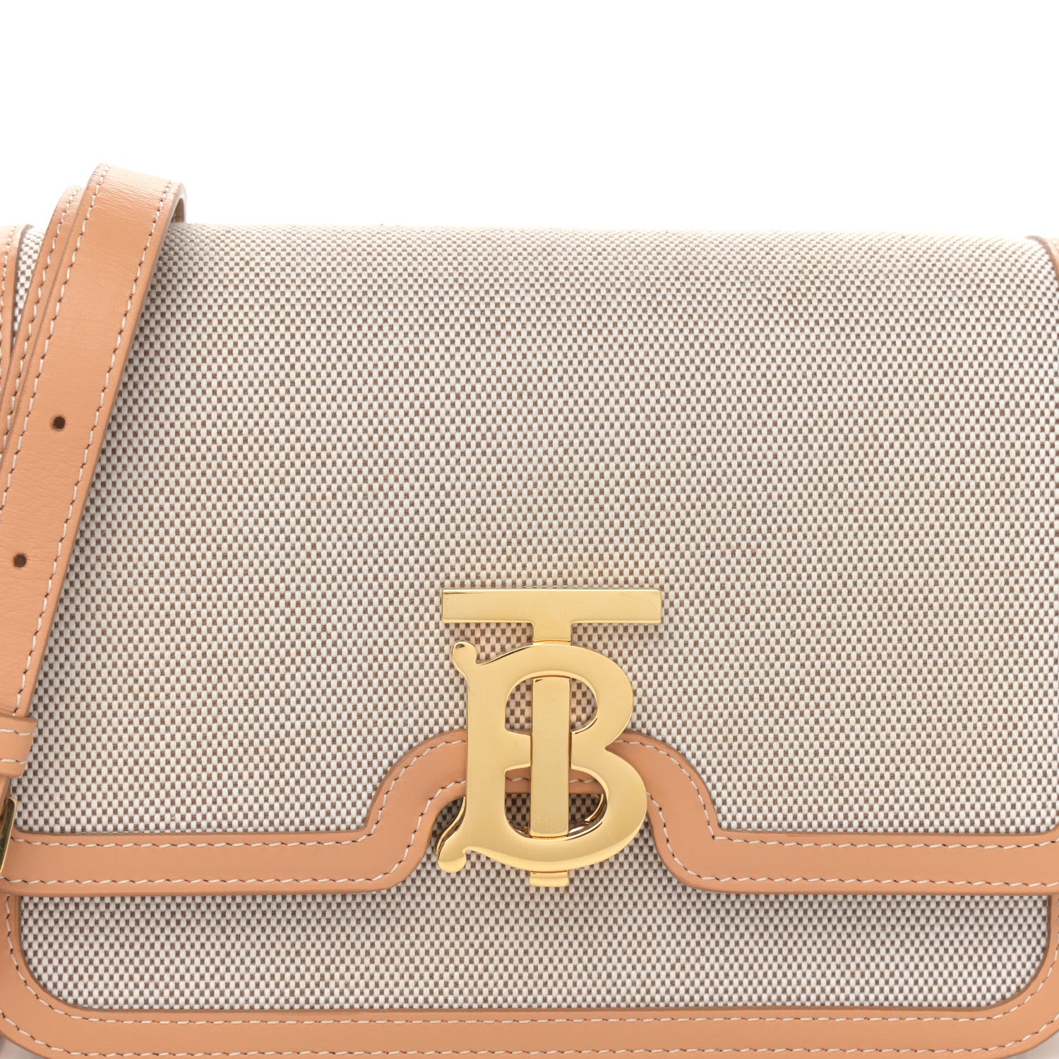 Burberry Canvas Calfskin TB Small Bag Soft Fawn 8 of 10