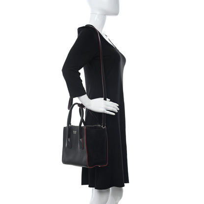 Prada Saffiano Bicolor Tote Black Fuoco 2 of 12