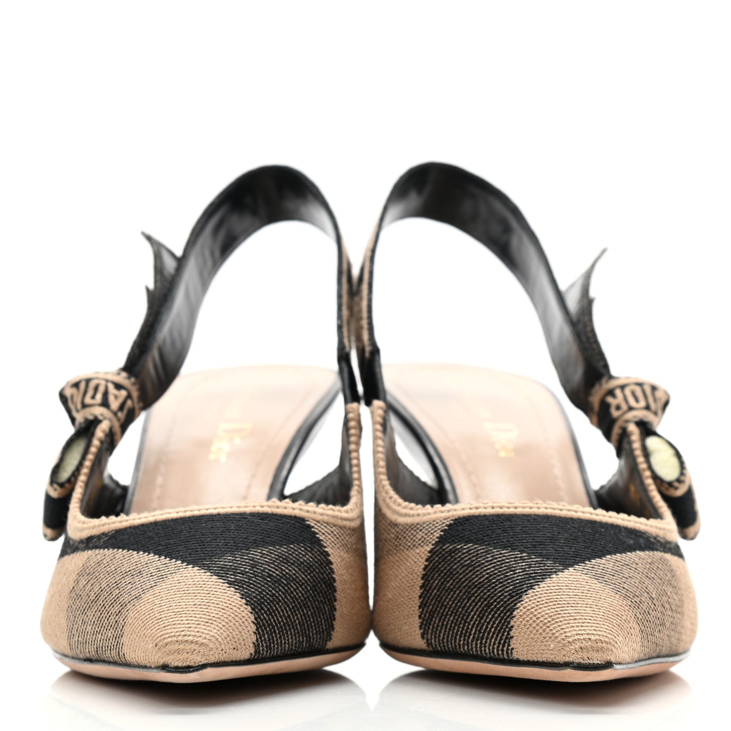 Cotton Ribbon Check'N'Dior J'Adior Slingback 65mm Pumps 37.5 Black Beige