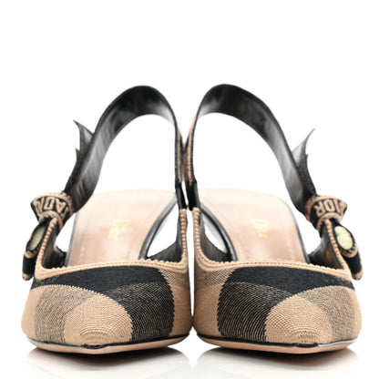 Christian Dior Cotton Ribbon Check'N'Dior J'Adior Slingback 65mm Pumps 37.5 Black Beige 2 of 8