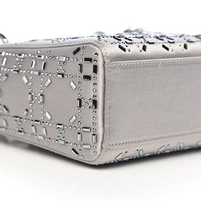 Christian Dior Satin Crystal Cannage Mini Lady Dior Gray 7 of 11