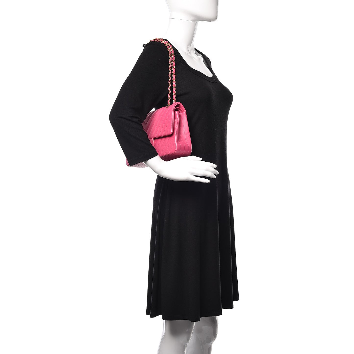 Lambskin Chevron Quilted Medium Double Flap Pink