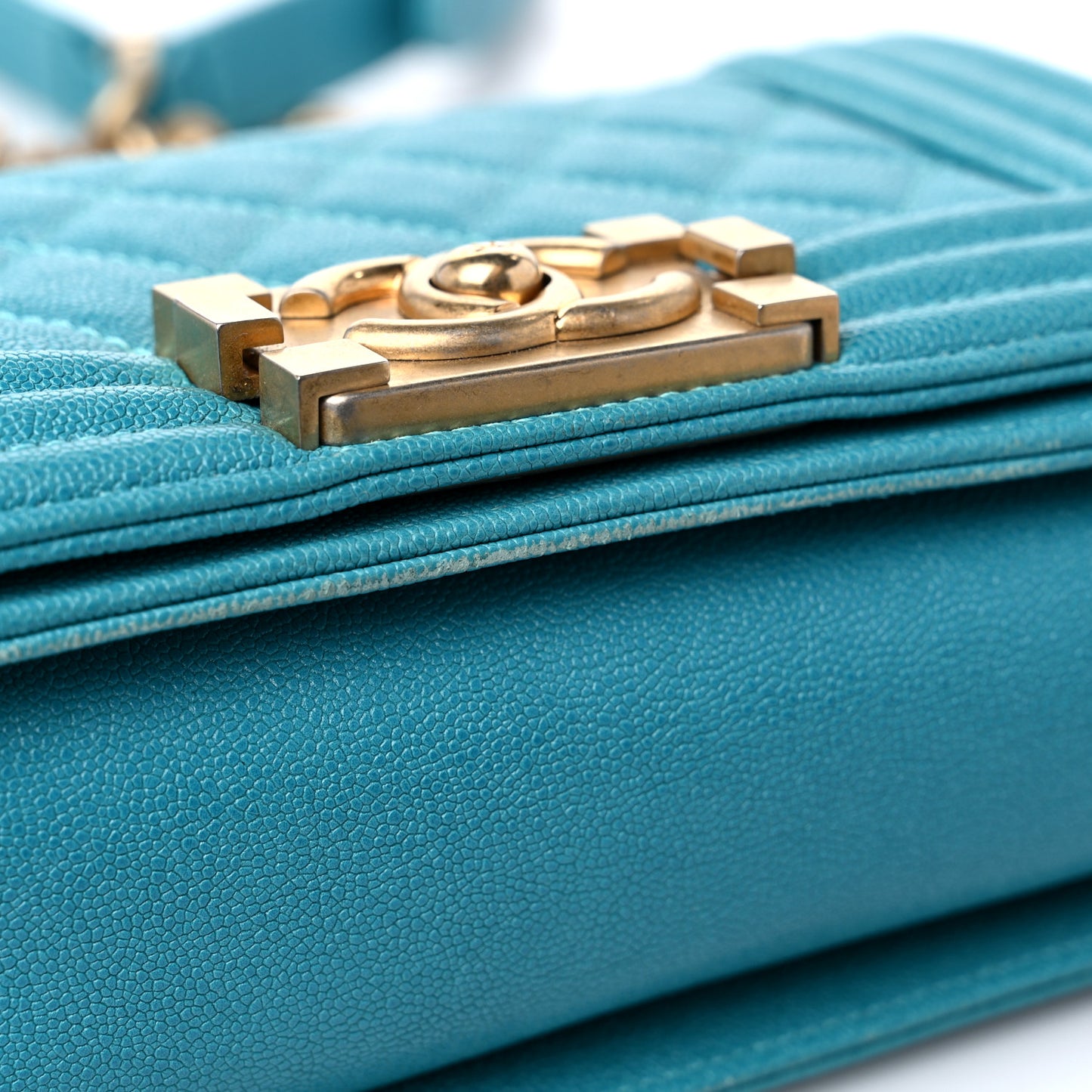Caviar Quilted Small Boy Flap Turquoise