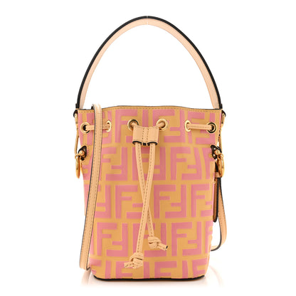 Fendi Vitello Liberty F is Fendi Bi-Color FF 1974 Embossed Mini Mon Tresor Bucket Bag Savana Lollypop 1 of 10