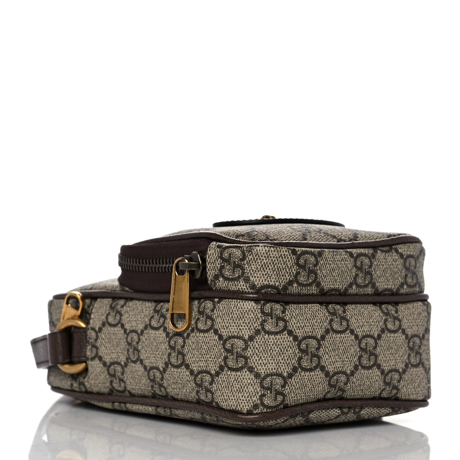 Gucci GG Supreme Monogram Mini Neo Vintage Double Zip Messenger Bag Beige New Acero Crop 4 of 8