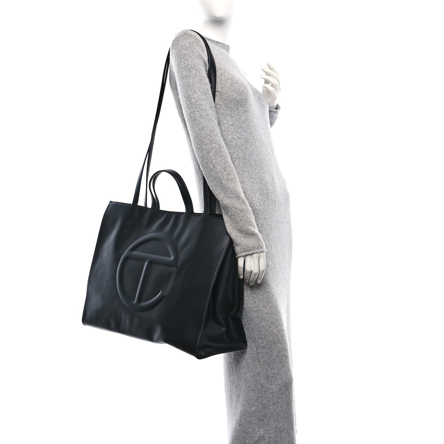Vegan Leather Large Shopping Bag Black
