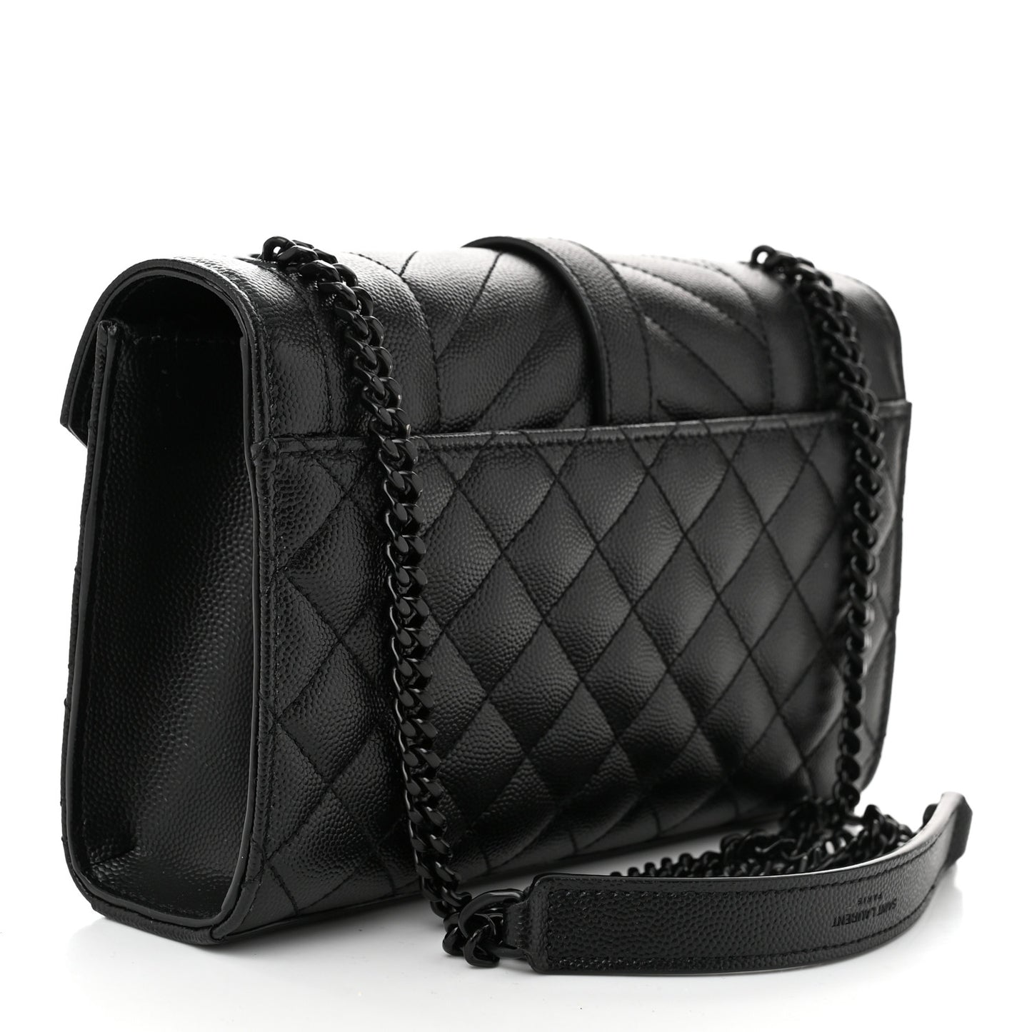 Grain De Poudre Textured Mixed Matelasse Triquilt Small Monogram Monochrome Satchel Black