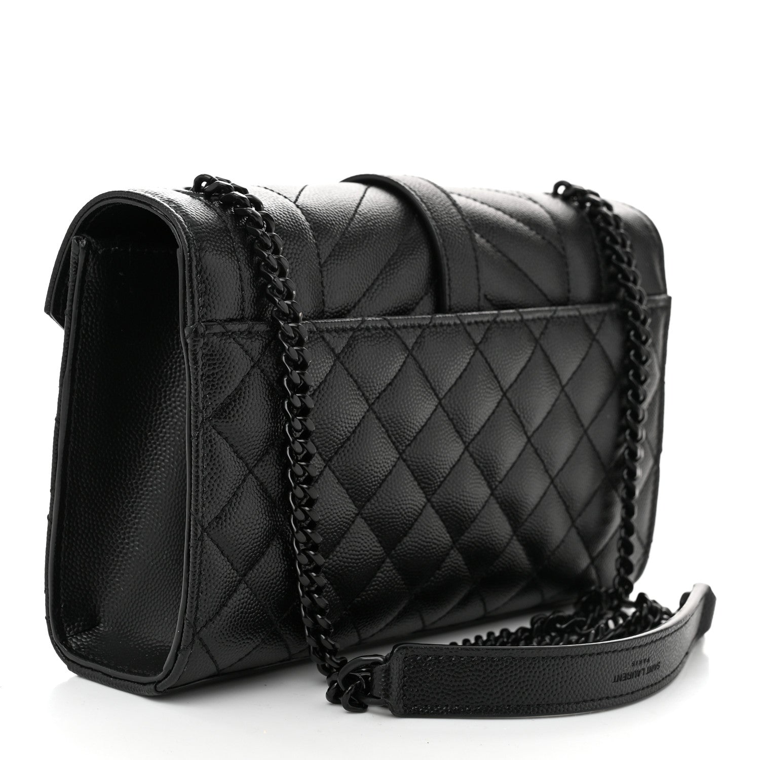 Saint Laurent Grain De Poudre Textured Mixed Matelasse Triquilt Small Monogram Monochrome Satchel Black 3 of 9