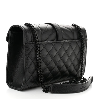 Saint Laurent Grain De Poudre Textured Mixed Matelasse Triquilt Small Monogram Monochrome Satchel Black 3 of 9