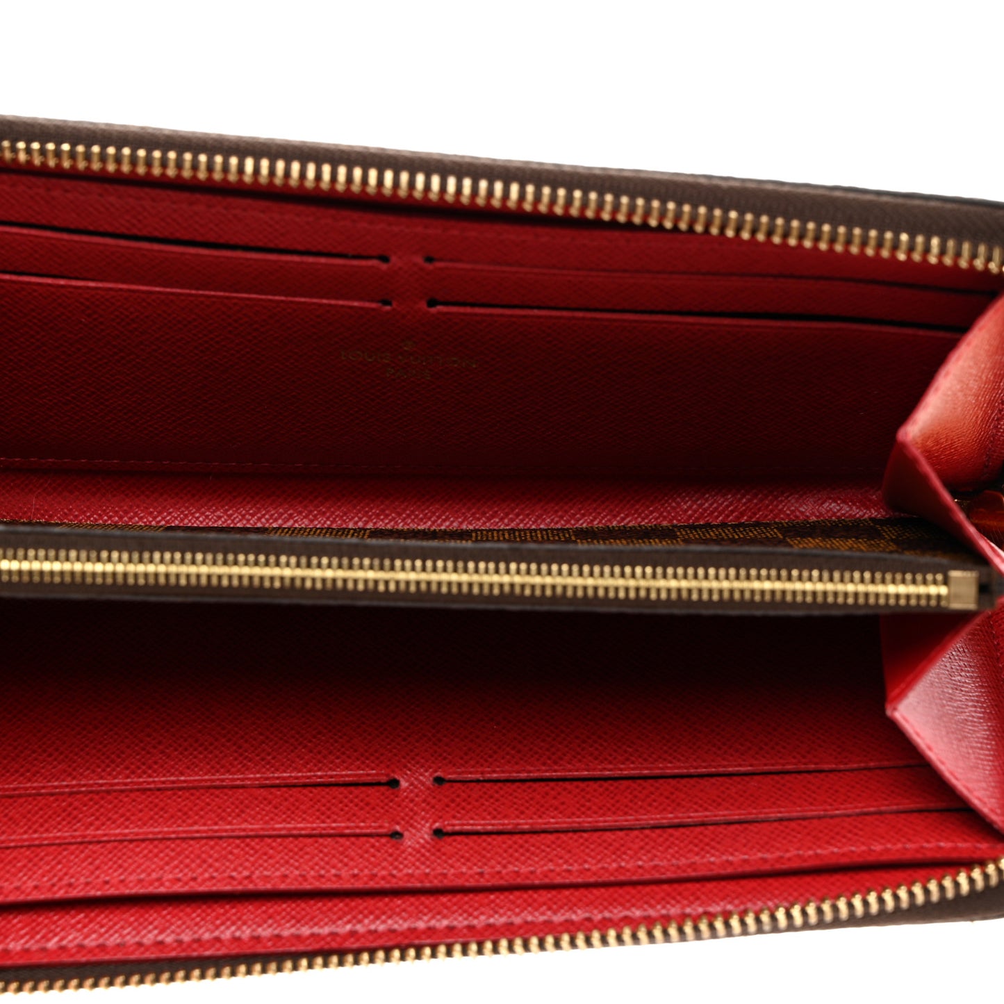 LOUIS VUITTON Damier Ebene Clemence Wallet Cherry