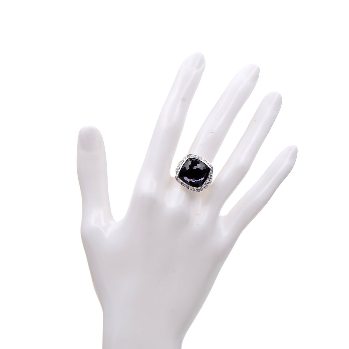 Sterling Silver Diamond Black Orchid 14mm Albion Ring 52 6