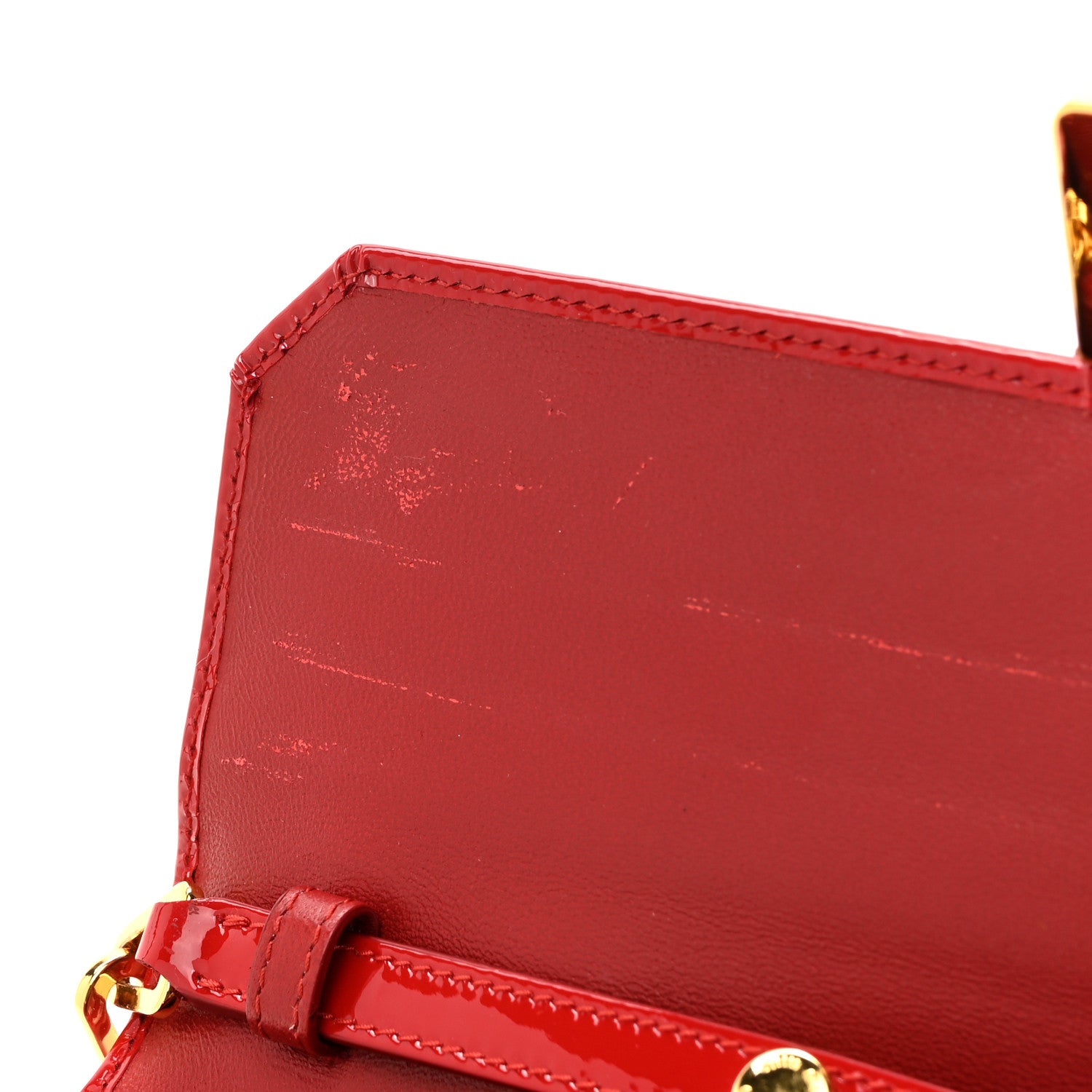 Miu Miu Vernice Madras Wallet On Chain Rosso 14 of 14