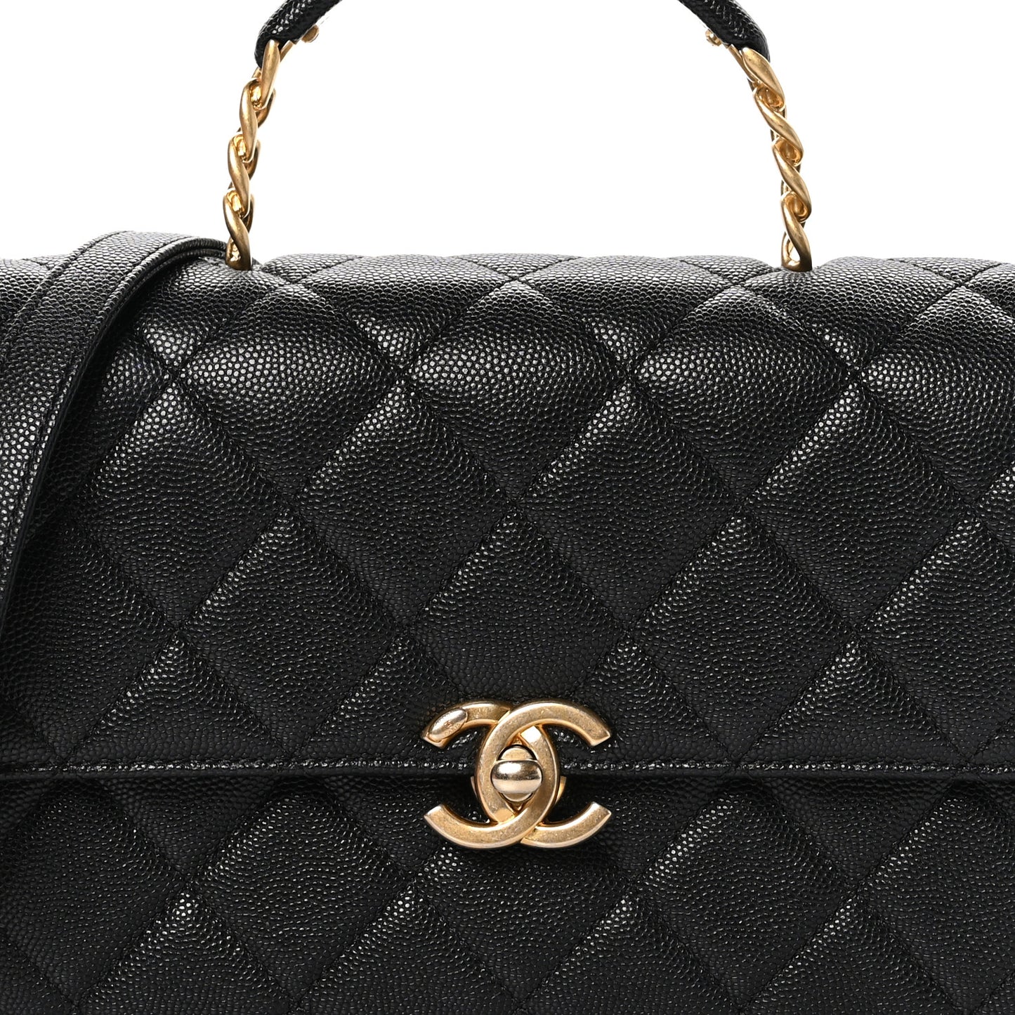 Caviar Quilted Medium Carry Me Top Handle Flap Black