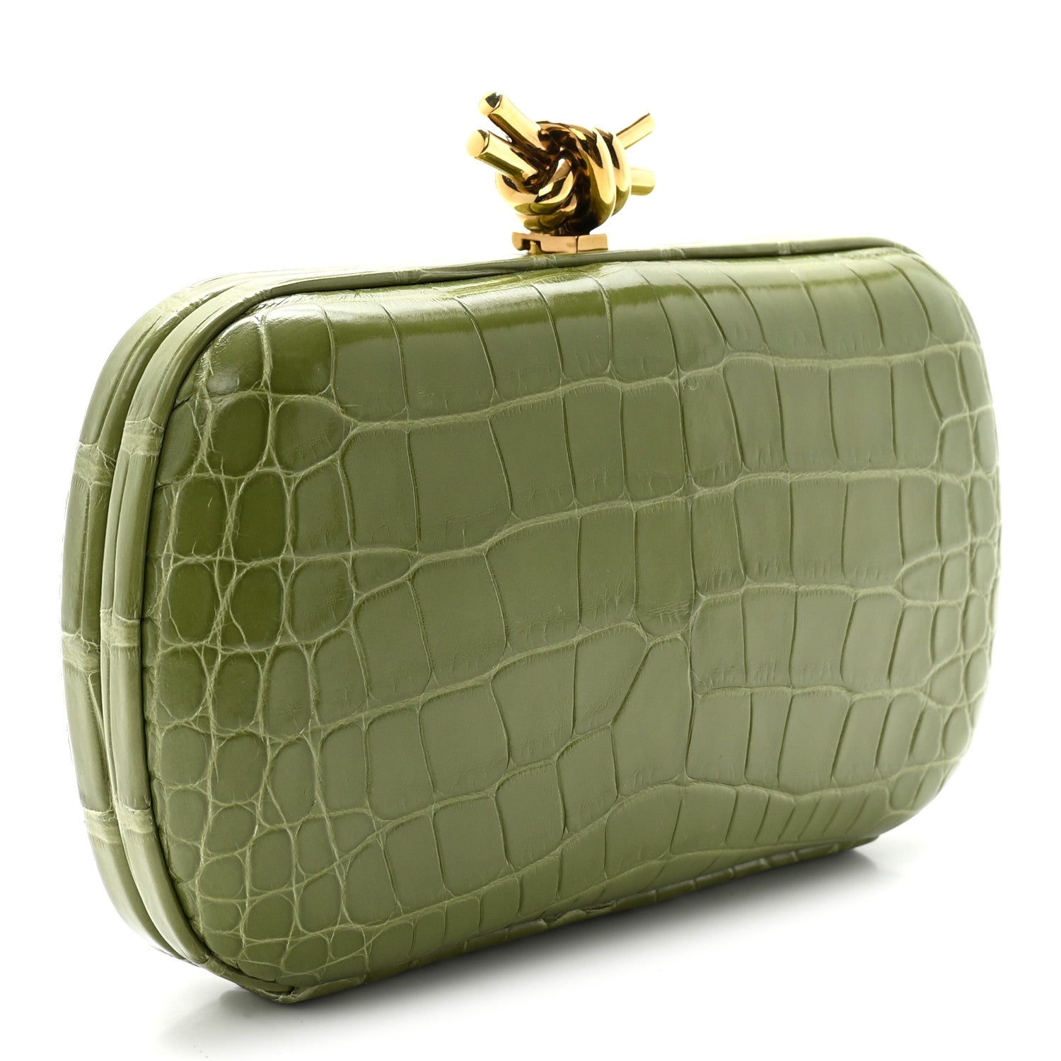 Bottega Veneta Alligator Knot Clutch Tea Leaf 3 of 6