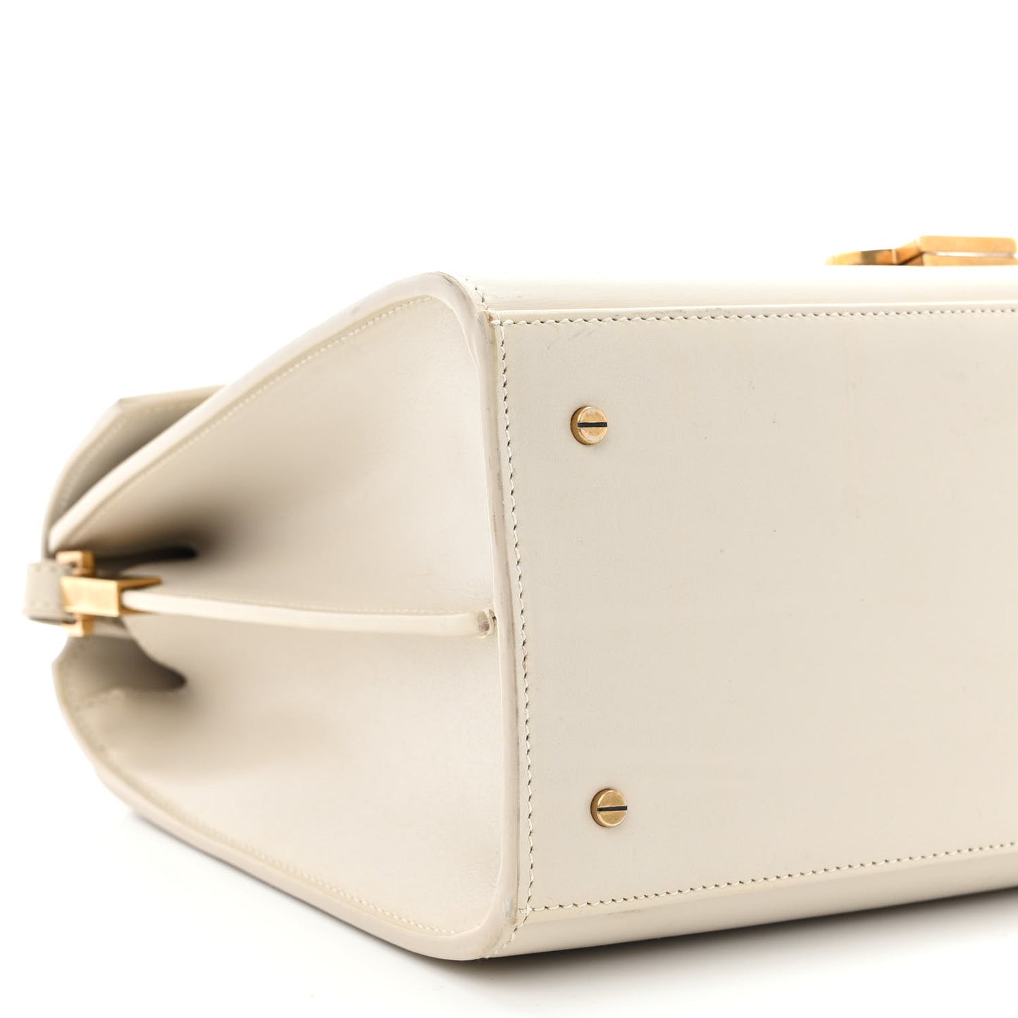 Smooth Calfskin Medium Classic Monogram Cassandra Top Handle Crema Soft Rouge Legion