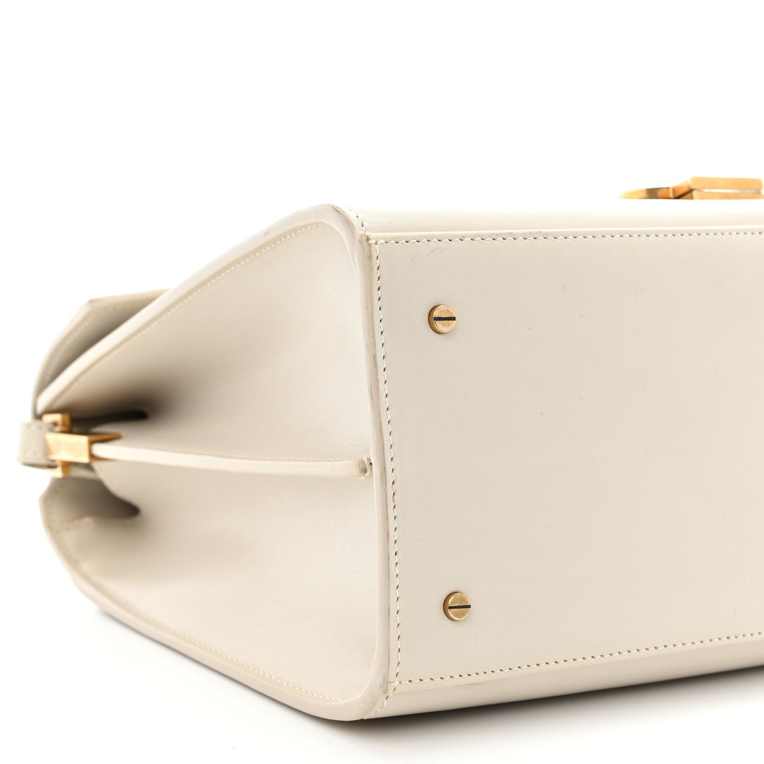 Saint Laurent Smooth Calfskin Medium Classic Monogram Cassandra Top Handle Crema Soft Rouge Legion 9 of 19