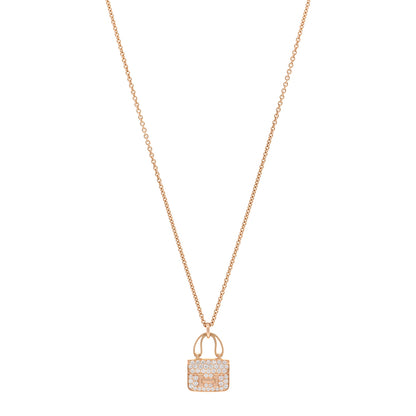 Hermes 18K Rose Gold Diamond Constance Amulettes Pendant Necklace 1 of 5