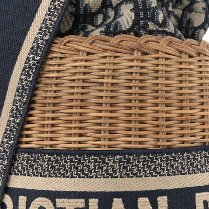 Christian Dior Wicker Oblique Drawstring Bucket Bag Blue 8 of 11