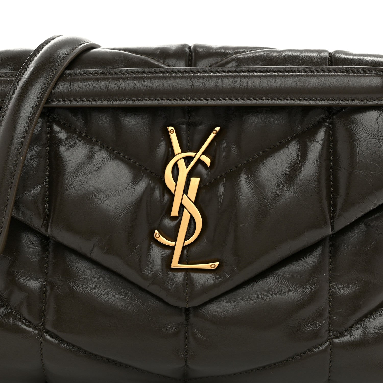 Saint Laurent Lambskin Quilted Small Loulou Puffer Monogram Chain Satchel Light Musk 9 of 11