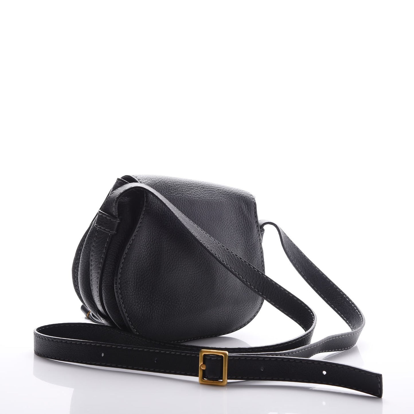 Calfskin Mini Marcie Round Crossbody Bag Black