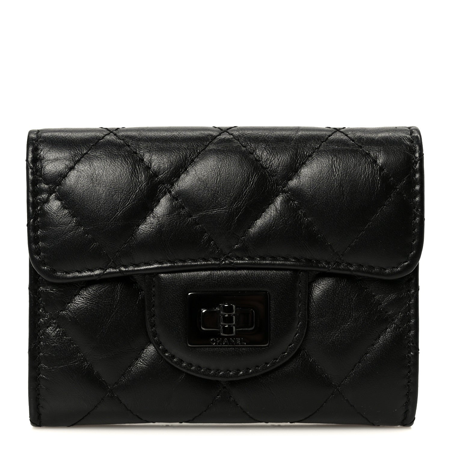 Chanel Aged Calfskin Quilted Reissue Flap Card Holder Wallet So Black 1 of 9