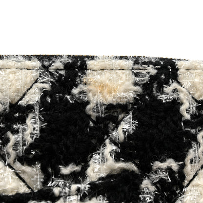 Chanel Tweed Shearling Quilted Chanel Cosmetic Pouch White Black 4 of 9