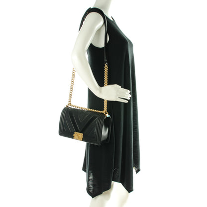 Chanel Caviar Suede Calfskin Chevron Medium Boy Flap Black 2 of 7