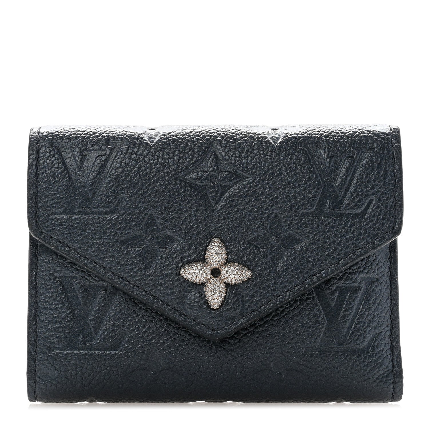 Louis Vuitton Empreinte Monogram Flower Victorine Wallet Navy Blue 1 of 7