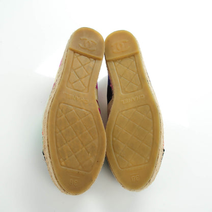 Chanel Fabric Striped Patent CC Espadrilles 38 Multicolor Black 6 of 9