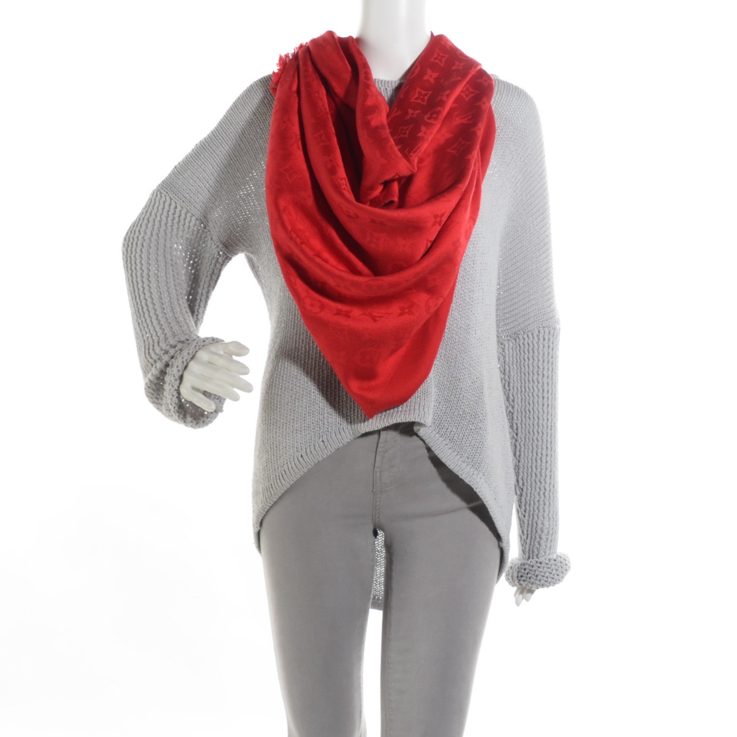 Louis Vuitton Silk Wool Monogram Shawl Pomme D'Amour 2 of 6