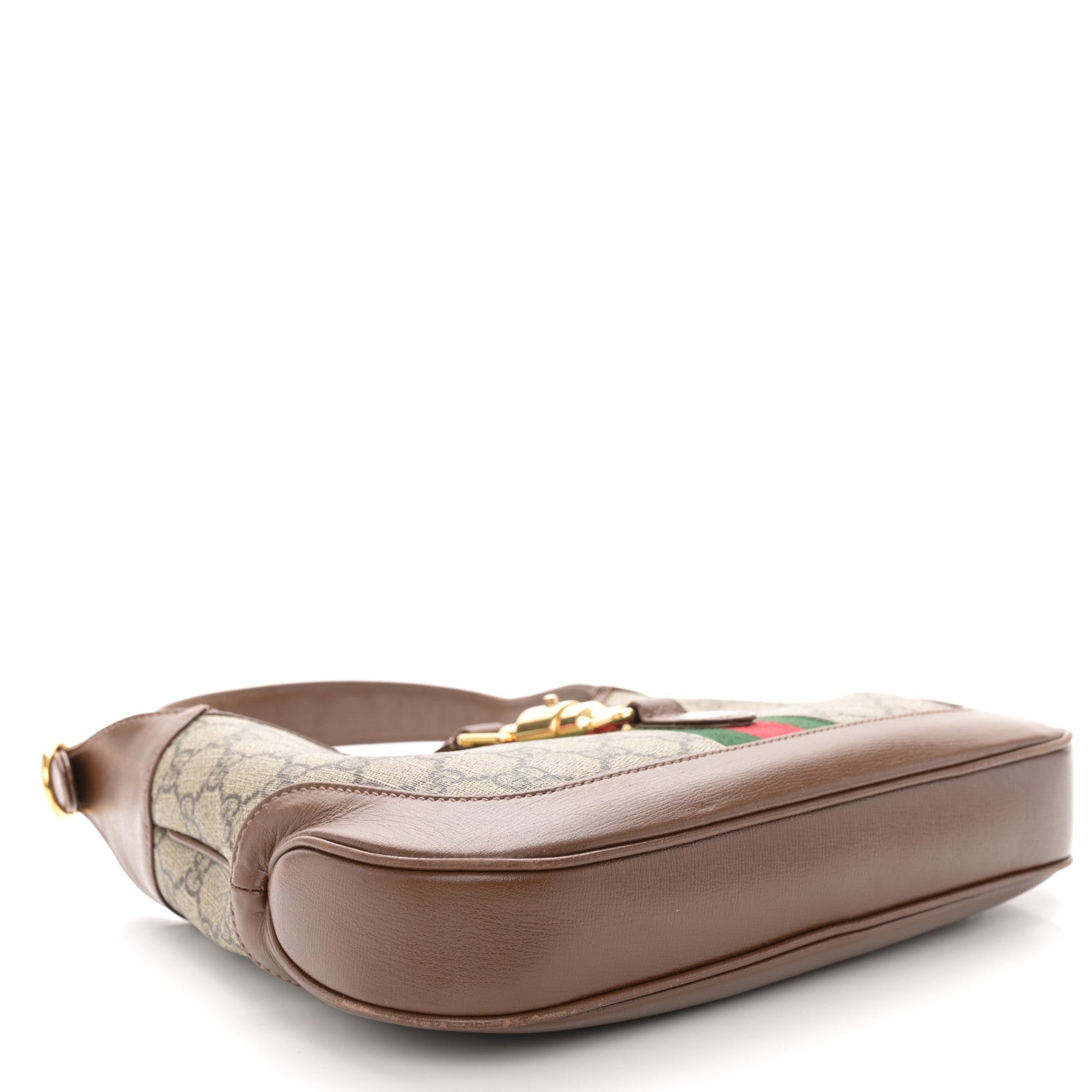 Gucci GG Supreme Monogram Azalea Calfskin Web Small Jackie 1961 Hobo Beige Ebony Brown Sugar 4 of 13