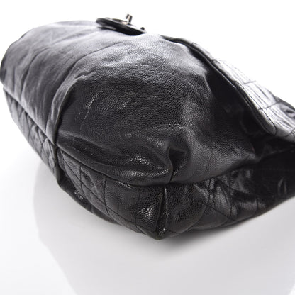 Chanel Crumpled Caviar Quilted Maxi Elastic Flap Black 6 of 8