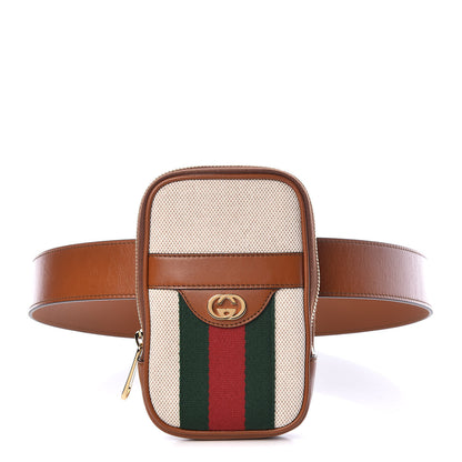 Gucci Vintage Canvas Calfskin Web Belted iPhone Case 90 36 Sand Cuir 1 of 8