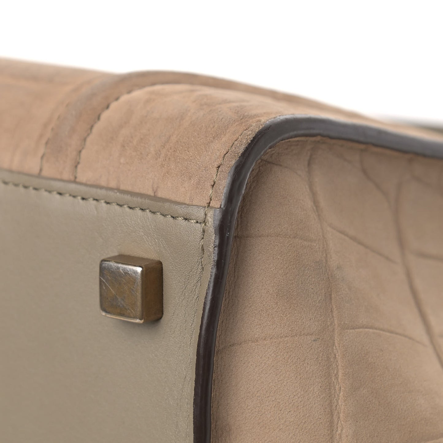 Crocodile Embossed Nubuck Medium Phantom Luggage Beige