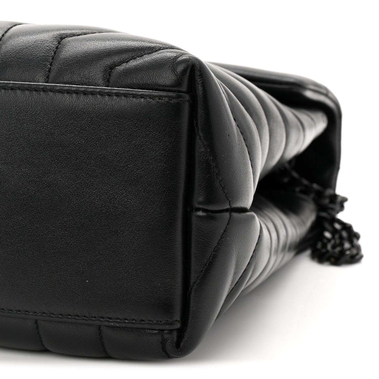 Calfskin Y Quilted Monogram Monochrome Medium Loulou Chain Satchel Black