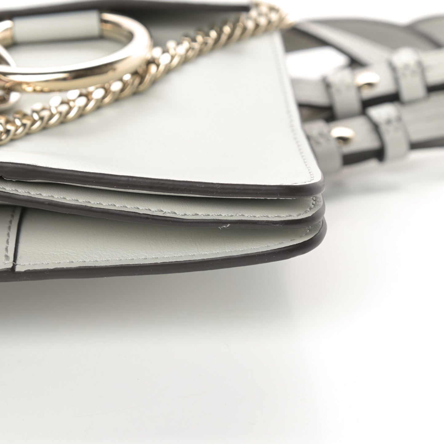 Suede Calfskin Mini Faye Bracelet Bag Airy Grey
