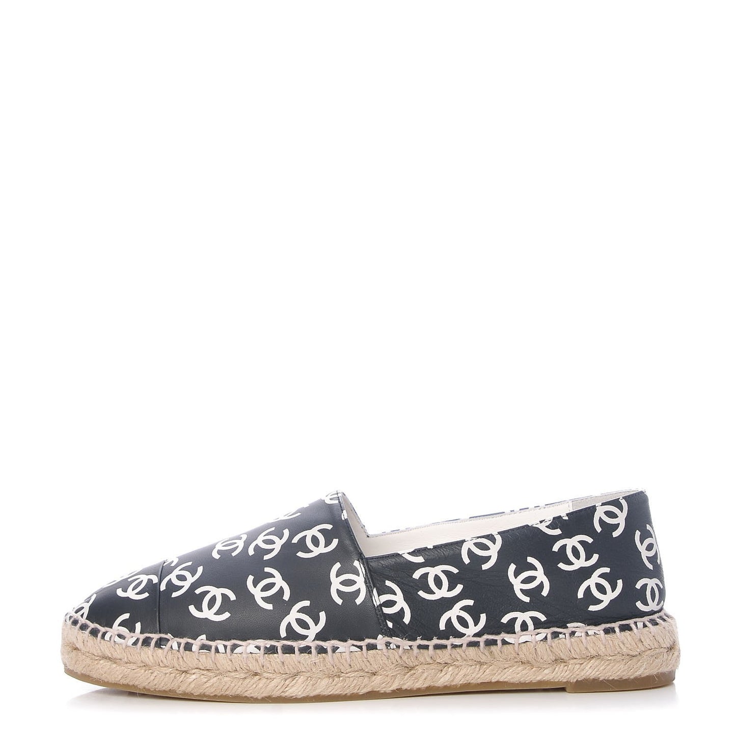 Lambskin Printed CC Espadrilles 40 Black White