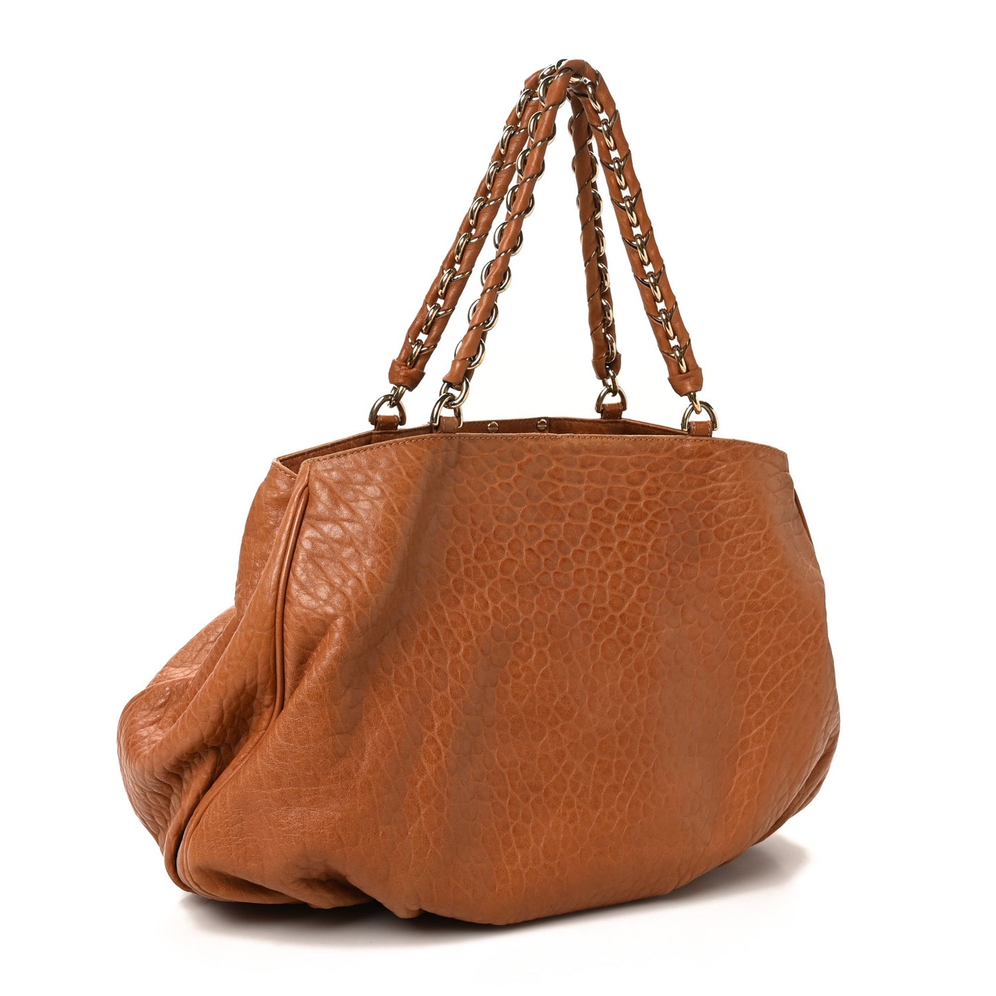 Crinkled Lambskin Mia Tote Camel