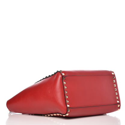 Valentino Garavani Vitello Rockstud Double Handle Tote Rosso Valentino 4 of 9