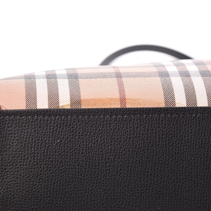 Burberry Grainy Calfskin Haymarket Check Medium Reversible Tote Black 16 of 21